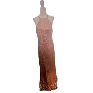 Christina Wu Celebration Floor Length Womens 12 Rose Gold Sequin Formal Gown